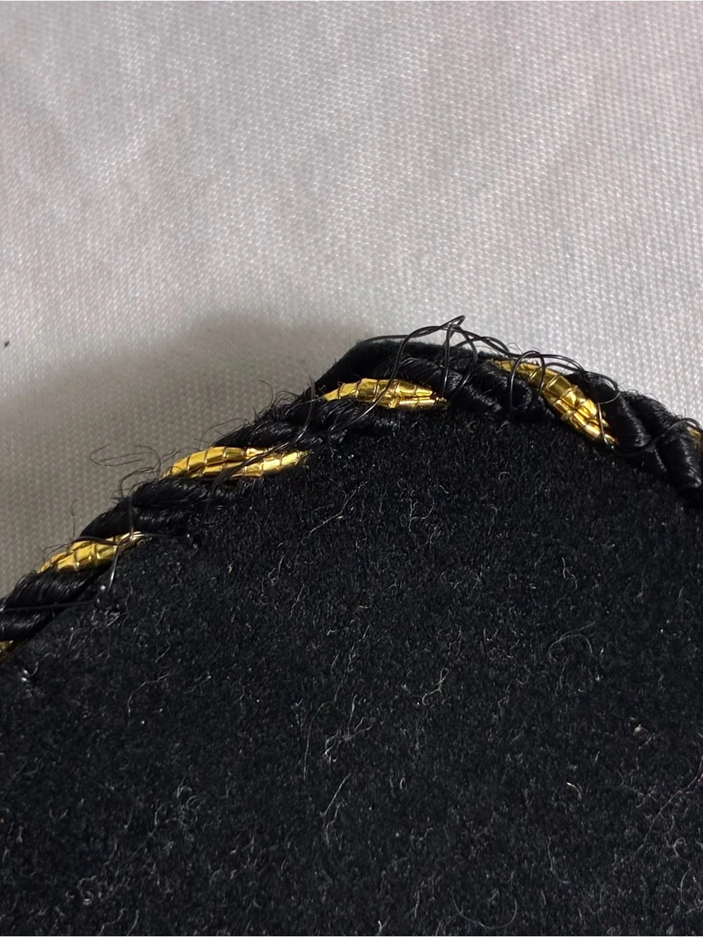 Womens belt black and gold 32” long velvet with Gold Stitching elegant